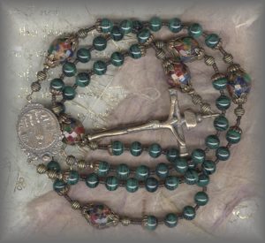 "I WILL REJOICE FOREVER" - Father Jerzy Popieluszko - black druzy - rosary - (8 mm - 23.5in.) - RSTS.21568.5